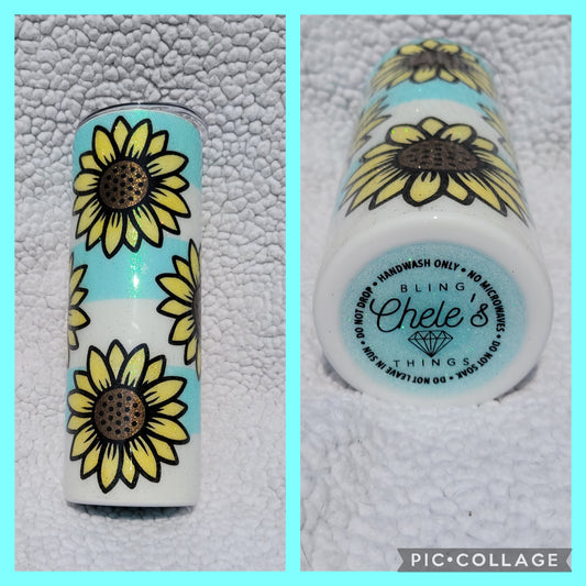 Sunflower glitter tumbler